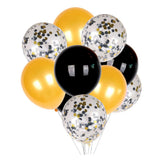 Max 15 Pieces Latex Party Balloons Confetti Balloons with Curling Ribbon Black