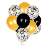 Max 15 Pieces Latex Party Balloons Confetti Balloons with Curling Ribbon Black