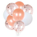 Max 15 Pieces Latex Party Balloons Confetti Balloons with Curling Ribbon Rose Gold