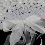 Max Satin Lace Flower Faux Pearl Folding Fan Wedding Party Prom Photo Props