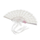 Max Satin Lace Flower Faux Pearl Folding Fan Wedding Party Prom Photo Props