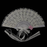 Max Satin Lace Flower Faux Pearl Folding Fan Wedding Party Prom Photo Props