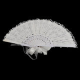 Max Satin Lace Flower Faux Pearl Folding Fan Wedding Party Prom Photo Props