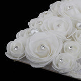 Max Wedding Lace Fabric White Pearl Rose Non-foldable Hand Fan Party Photo Props