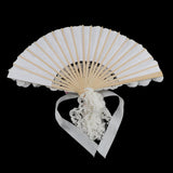 Max Wedding Lace Fabric White Pearl Rose Non-foldable Hand Fan Party Photo Props