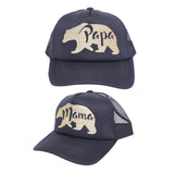 Max Snapback Baseball Cap with Golden Bear Pattern+Letters Mama/Papa mama