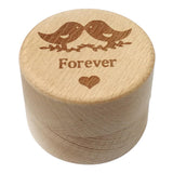 Max Wedding Wooden Ring Box Jewelry Holder Container Couple Birds+Heart+FOREVER