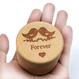 Max Wedding Wooden Ring Box Jewelry Holder Container Couple Birds+Heart+FOREVER