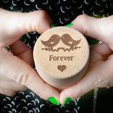 Max Wedding Wooden Ring Box Jewelry Holder Container Couple Birds+Heart+FOREVER