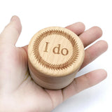 Max Delicate Wood Round Wedding Ring Box Container I do