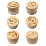 Max Delicate Wood Round Wedding Ring Box Container I do