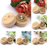 Max Delicate Wood Round Wedding Ring Box Container I do
