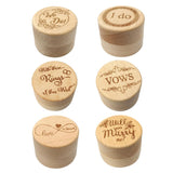 Max Delicate Wood Round Wedding Ring Box Container I do