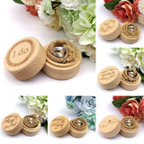 Max Delicate Wood Round Wedding Ring Box Container I do