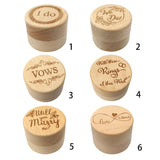 Max Delicate Wood Round Wedding Ring Box Container I do
