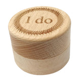 Max Delicate Wood Round Wedding Ring Box Container I do