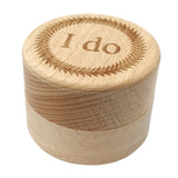 Max Delicate Wood Round Wedding Ring Box Container I do
