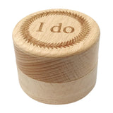 Max Delicate Wood Round Wedding Ring Box Container I do