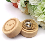 Max Delicate Wood Round Wedding Ring Box Container I do