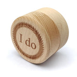 Max Delicate Wood Round Wedding Ring Box Container I do