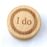 Max Delicate Wood Round Wedding Ring Box Container I do