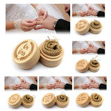 Max Vintage Wood Round Ring Box Bearer for Wedding Party Engagement Valentine  Love