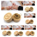 Max Vintage Wood Round Ring Box Bearer for Wedding Party Engagement Valentine  Love