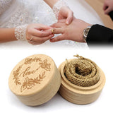 Max Vintage Wood Round Ring Box Bearer for Wedding Party Engagement Valentine  Love