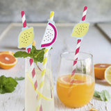 Max 10Pieces Colorful Lemon Pitaya Decortative Paper Straws Birthday Tableware