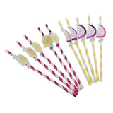 Max 10Pieces Colorful Lemon Pitaya Decortative Paper Straws Birthday Tableware
