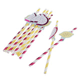 Max 10Pieces Colorful Lemon Pitaya Decortative Paper Straws Birthday Tableware
