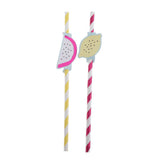 Max 10Pieces Colorful Lemon Pitaya Decortative Paper Straws Birthday Tableware
