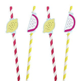 Max 10Pieces Colorful Lemon Pitaya Decortative Paper Straws Birthday Tableware