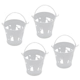 Max Maxb 4pcs/set White Mini Metal Iron Buckets Pail Style Gift Box DIY Party Decor