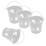 Max Maxb 4pcs/set White Mini Metal Iron Buckets Pail Style Gift Box DIY Party Decor