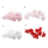 Max 10xHandmade Crystal Artificial Edelweiss Flowers Bridal Hairpiece Pink