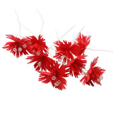 Max 10xHandmade Crystal Artificial Edelweiss Flowers Bridal Hairpiece Red