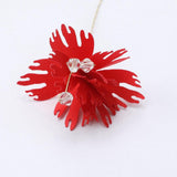 Max 10xHandmade Crystal Artificial Edelweiss Flowers Bridal Hairpiece Red