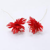 Max 10xHandmade Crystal Artificial Edelweiss Flowers Bridal Hairpiece Red