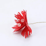 Max 10xHandmade Crystal Artificial Edelweiss Flowers Bridal Hairpiece Red