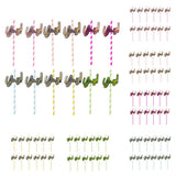 Max 12 Pieces Party Paper Straws Rainbow Stripe Paper Drinking Straw Hot Pink