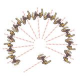 Max 12 Pieces Party Paper Straws Rainbow Stripe Paper Drinking Straw Light Pink