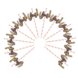 Max 12 Pieces Party Paper Straws Rainbow Stripe Paper Drinking Straw Light Pink