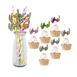 Max 12 Pieces Party Paper Straws Rainbow Stripe Paper Drinking Straw Light Pink