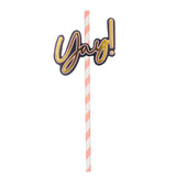 Max 12 Pieces Party Paper Straws Rainbow Stripe Paper Drinking Straw Light Pink