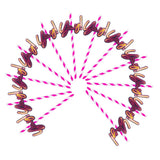 Max 12 Pieces Party Paper Straws Rainbow Stripe Paper Drinking Straw Rose Pink