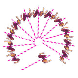 Max 12 Pieces Party Paper Straws Rainbow Stripe Paper Drinking Straw Rose Pink