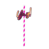 Max 12 Pieces Party Paper Straws Rainbow Stripe Paper Drinking Straw Rose Pink