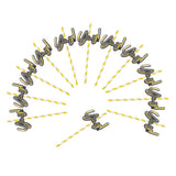 Max 12 Pieces Party Paper Straws Rainbow Stripe Paper Drinking Straw Golden