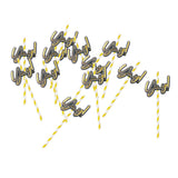Max 12 Pieces Party Paper Straws Rainbow Stripe Paper Drinking Straw Golden